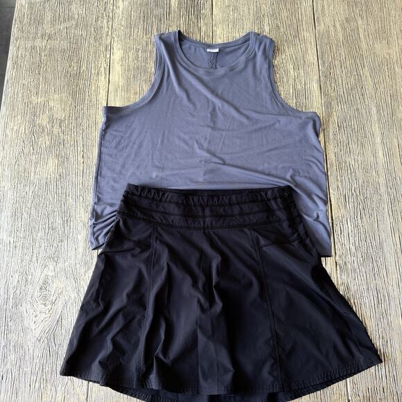 Athleta Tops - Athleta Women's Bundle Blue Tank Open Back Tank Top XL & All Day Black Skort 8